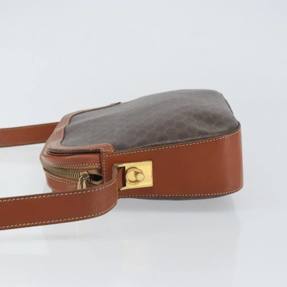 Authentic CELINE Macadam Canvas Shoulder Bag PVC Leather Brown Gold - Picture 11 of 16